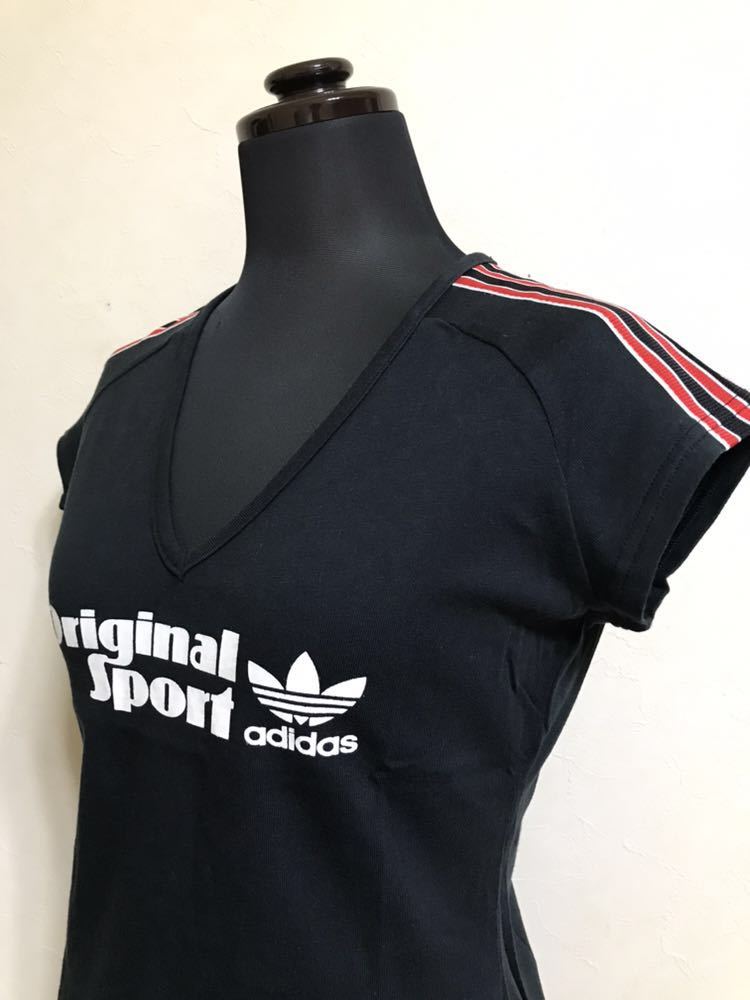 adidas originals Adidas Originals женский V шея футболка tops размер S короткий рукав чёрный 983191