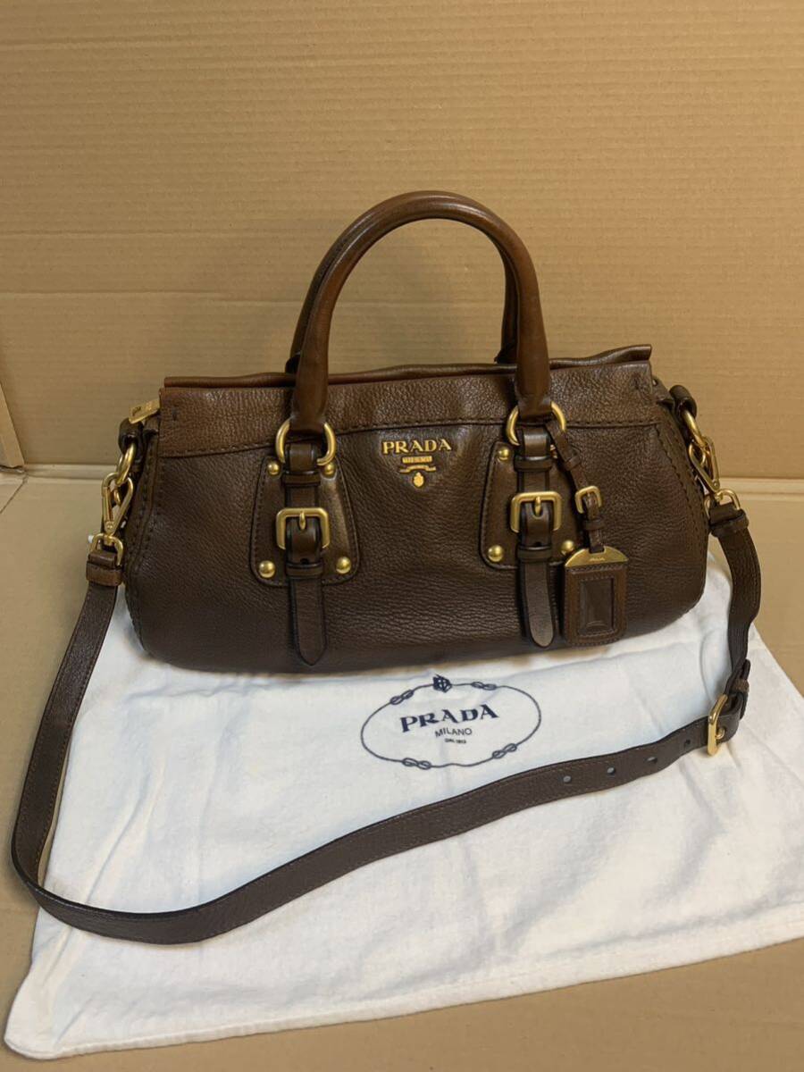 セール 中古 PRADA プラダ 2WAY バッグ レザー ショルダー セール 中古 PRADA プラダ 2WAY バッグ レザー ショルダー
