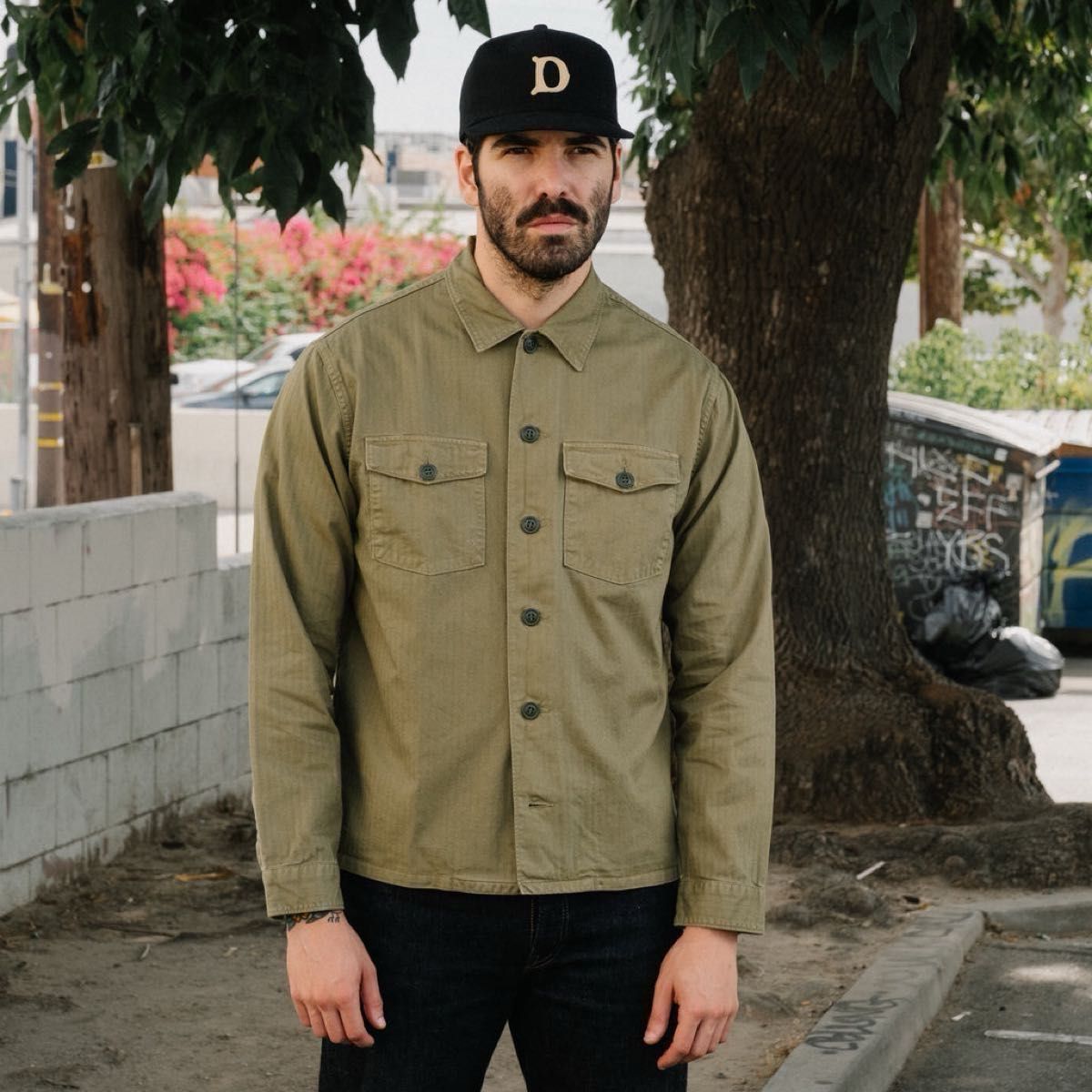 Double RL『HERRINGBONE TWILL SHIRT』(MILITARY OLIVE Double RL『HERRINGBONE TWILL SHIRT』(MILITARY OLIVE