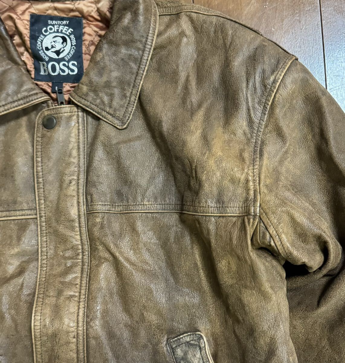稀少 非売品 サントリー ボスジャン 90s レザージャケット 稀少 非売品 サントリー ボスジャン 90s レザージャケット