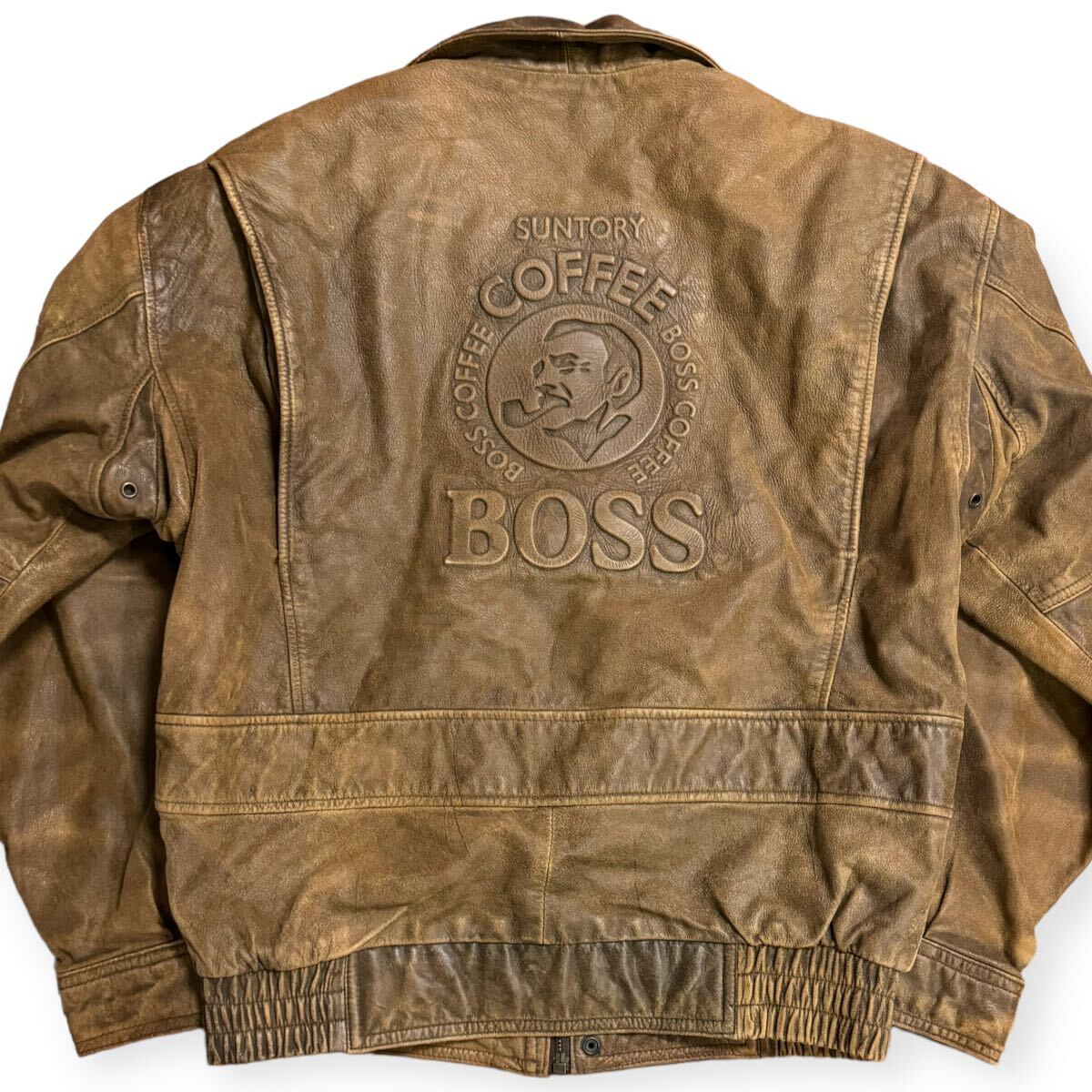稀少 非売品 サントリー ボスジャン 90s レザージャケット 稀少 非売品 サントリー ボスジャン 90s レザージャケット