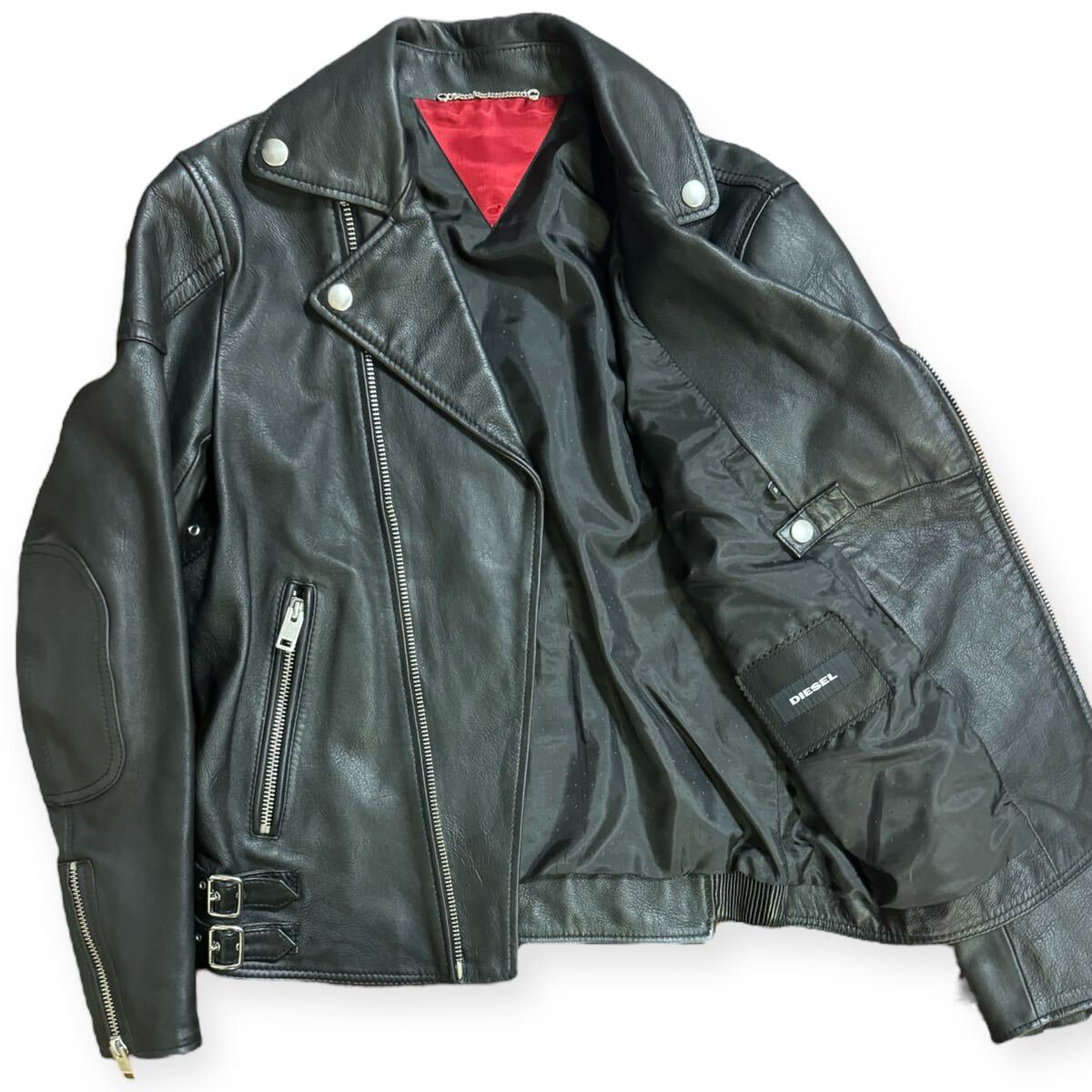 DIESEL 羊革 ダブルライダースジャケット レザー ブラック S DIESEL 羊革 ダブルライダースジャケット レザー ブラック S
