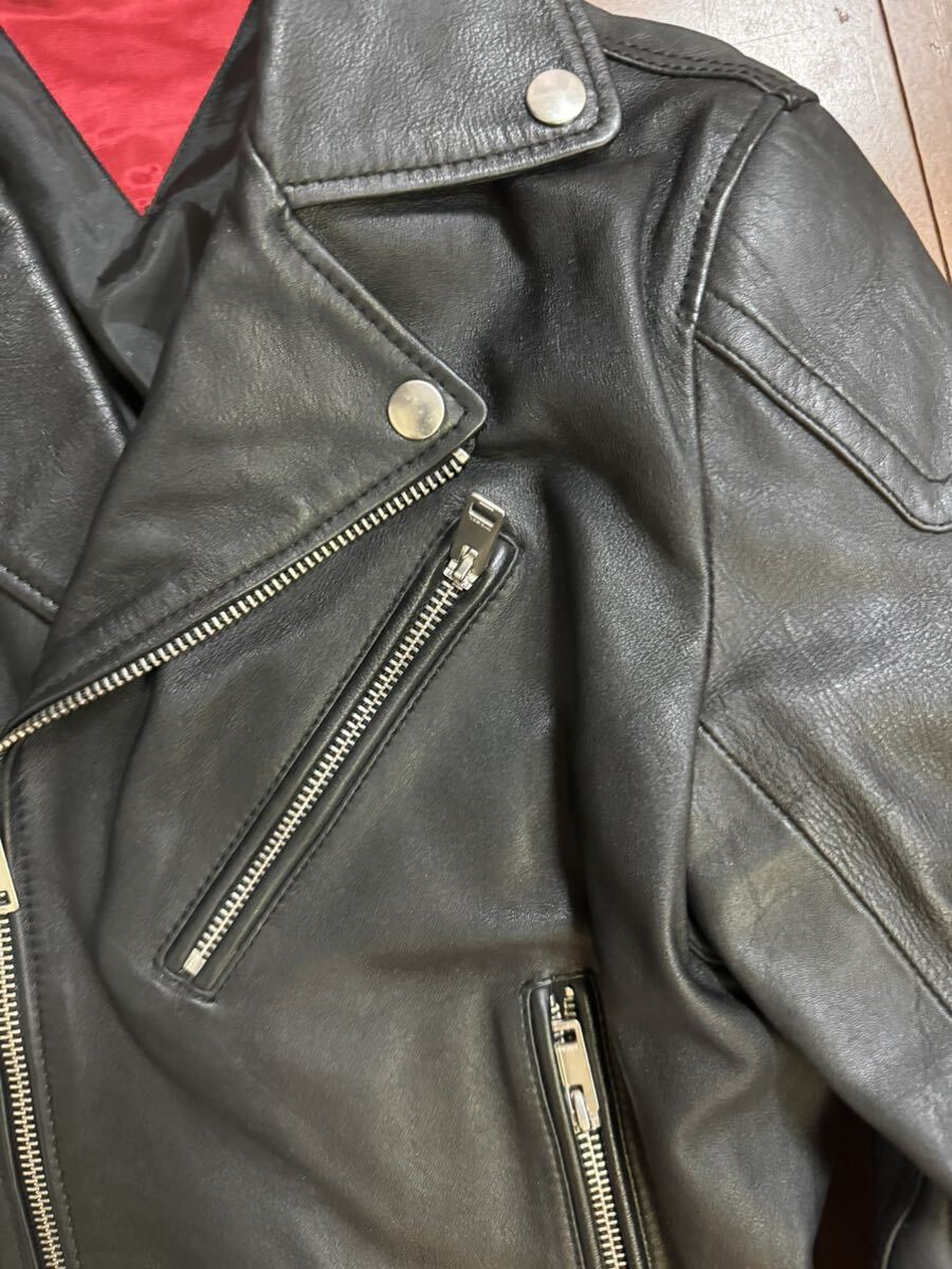 DIESEL 羊革 ダブルライダースジャケット レザー ブラック S DIESEL 羊革 ダブルライダースジャケット レザー ブラック S