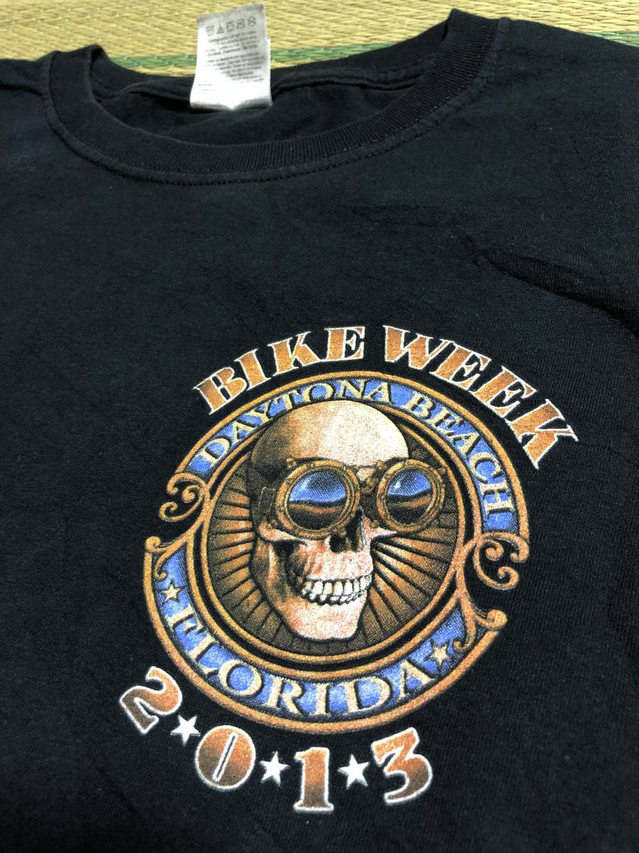 FRUIT OF THE LOOM Tシャツ 半袖 L エルサルバドル製 BIKE WEEK 黒 ブラック 希少 レア 廃盤 人気 アメカジ カジュアル 古着_画像2