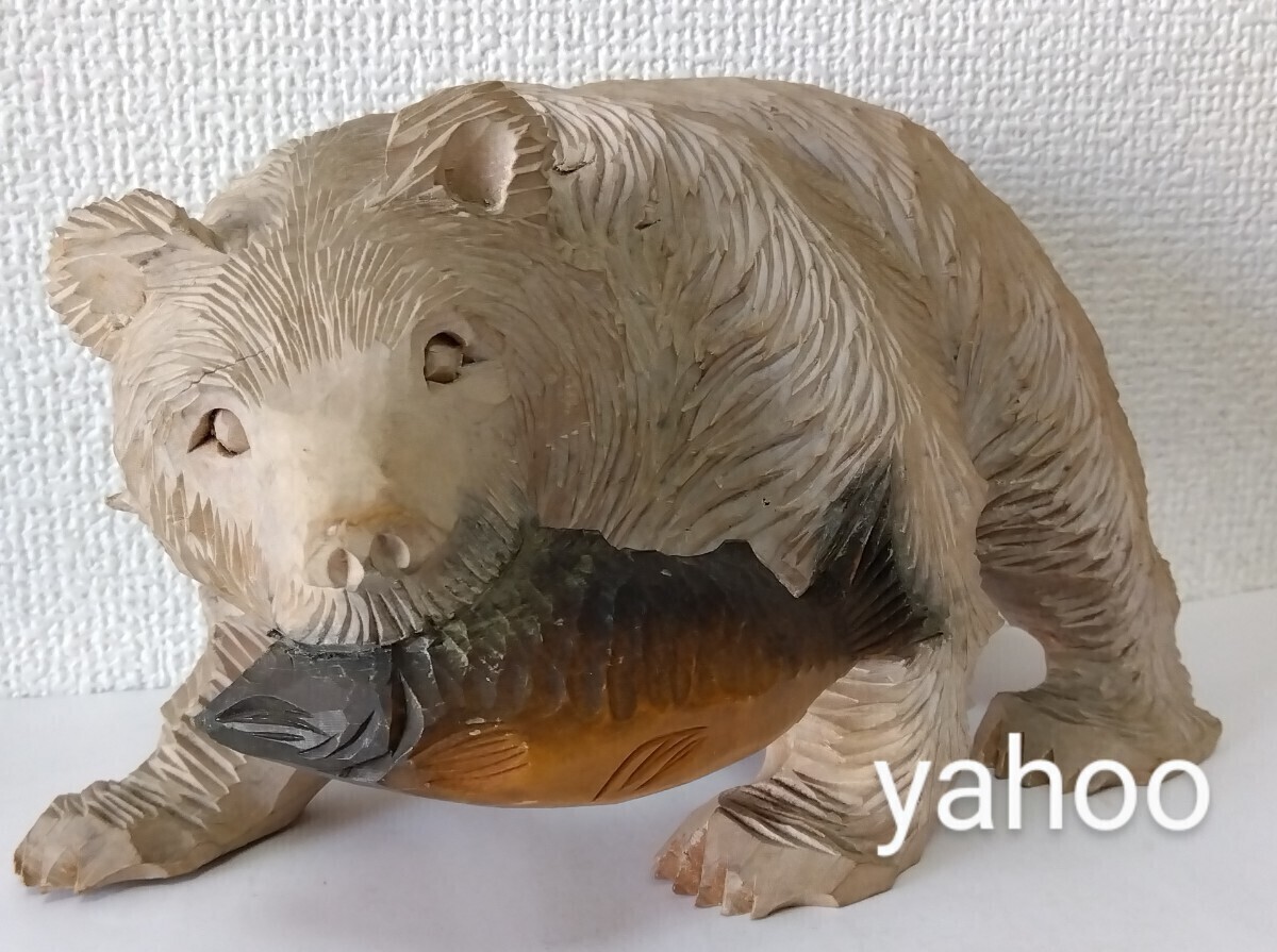 半額 福袋の通販 ケンチ? 銘あり! 熊 北海道 置物 彫刻 2点セット 木彫り クマ 木工、竹工芸