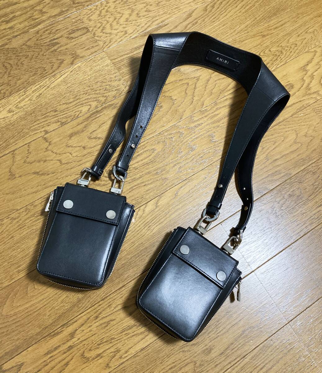 美品☆[AMIRI] 定価15万 HARNESS BAG ハーネスバッグ レザーベスト 本革 ブラック イタリア製 アミリ