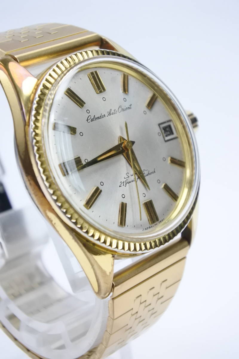 * ultimate rare article 1960 period about ORIENT SWIMMER CALENDAR AUTO21 stone self-winding watch gentleman wristwatch 