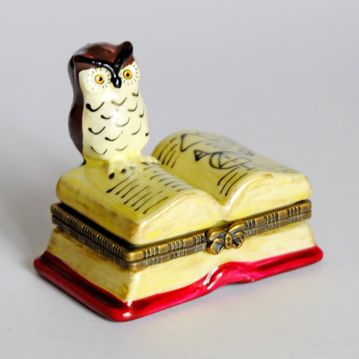 新品 ポタリーミニケース 陶器製小物入れ「ふくろう博士」Pottery Mini Case "Owl & Book"_画像1