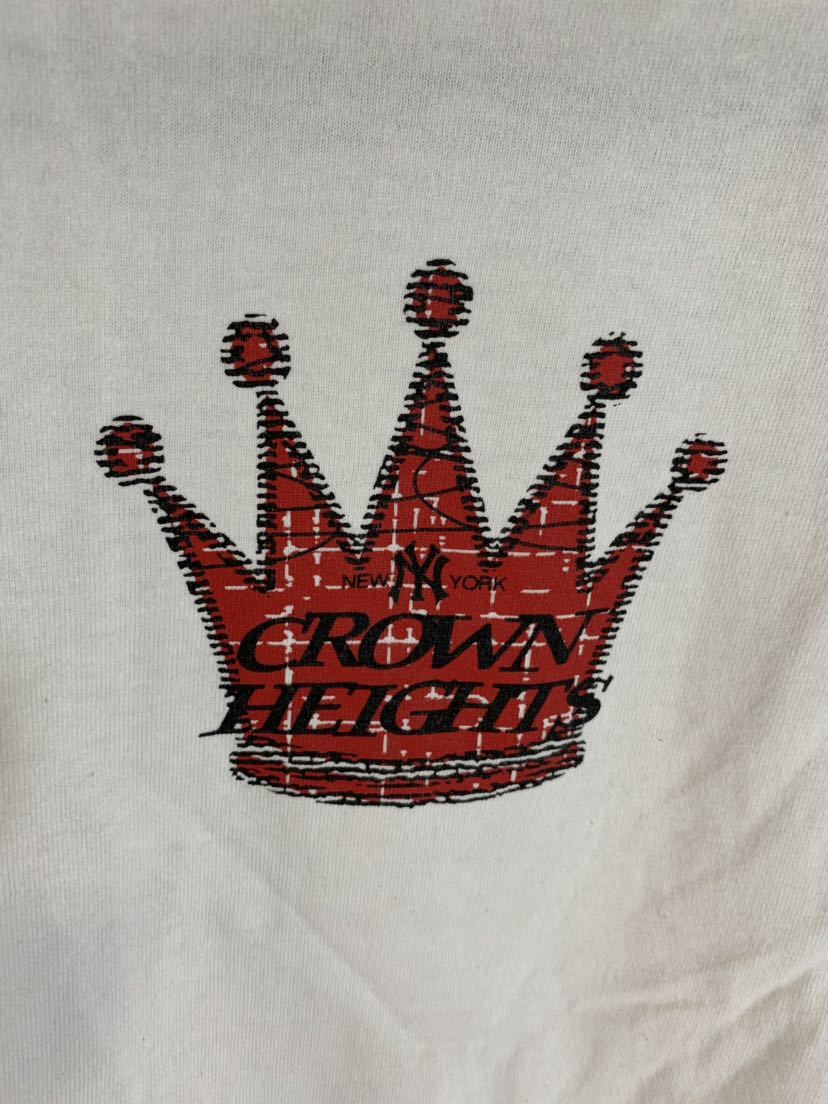 CAL-SOL キャルソル CROWN HEIGHTS ニューヨークヤンキース 王冠 クラウンプリント半袖 Tシャツ L ホワイト メジャーリーグベースボール_画像7