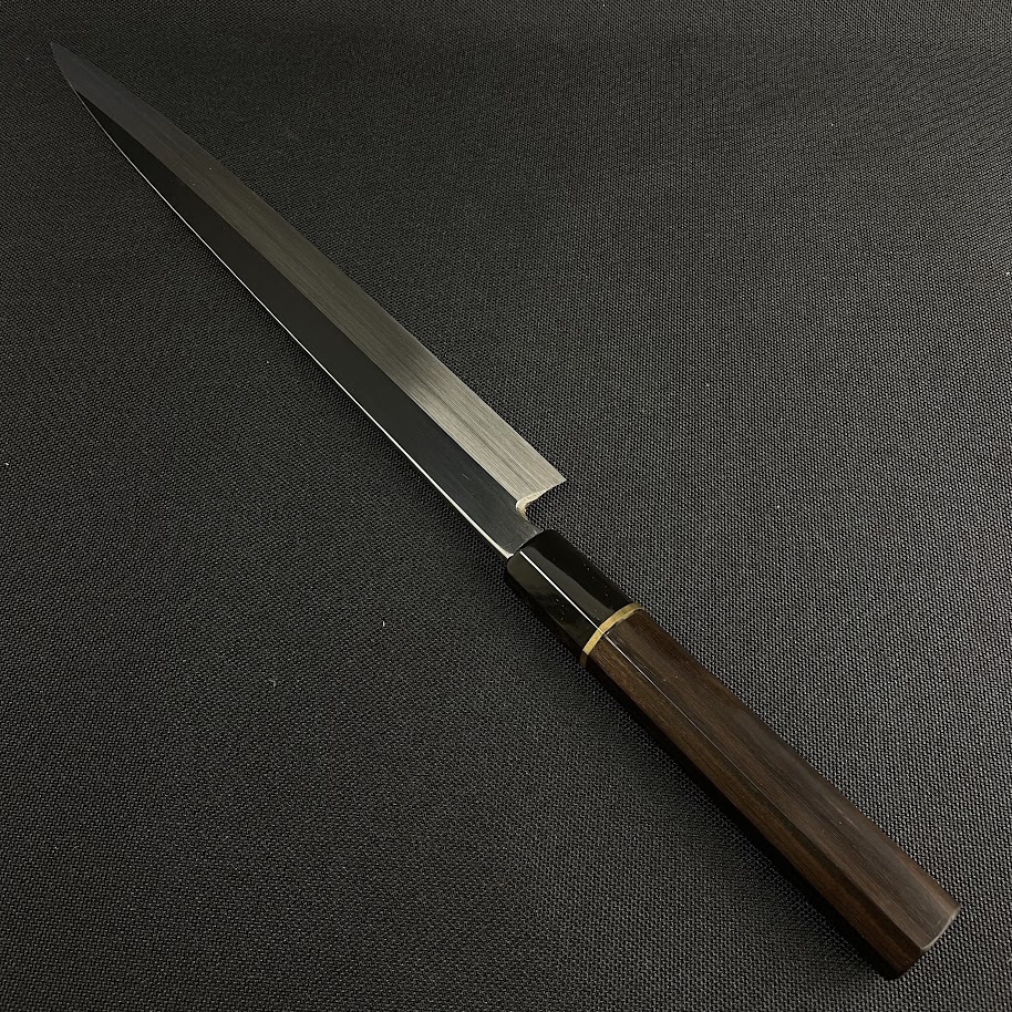 ほぼ未使用○包丁の丸越○ 柳刃包丁 刺身包丁 黒檀柄 白木鞘 本 ほぼ未使用○包丁の丸越○ 柳刃包丁 刺身包丁 黒檀柄 白木鞘 本