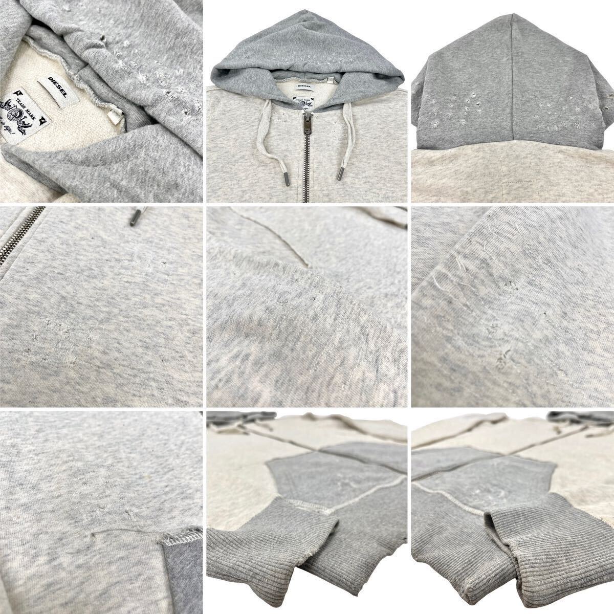 中古 DIESEL ディーゼル グレー ツートーン 切り替え ダメージ 中古 DIESEL ディーゼル グレー ツートーン 切り替え ダメージ