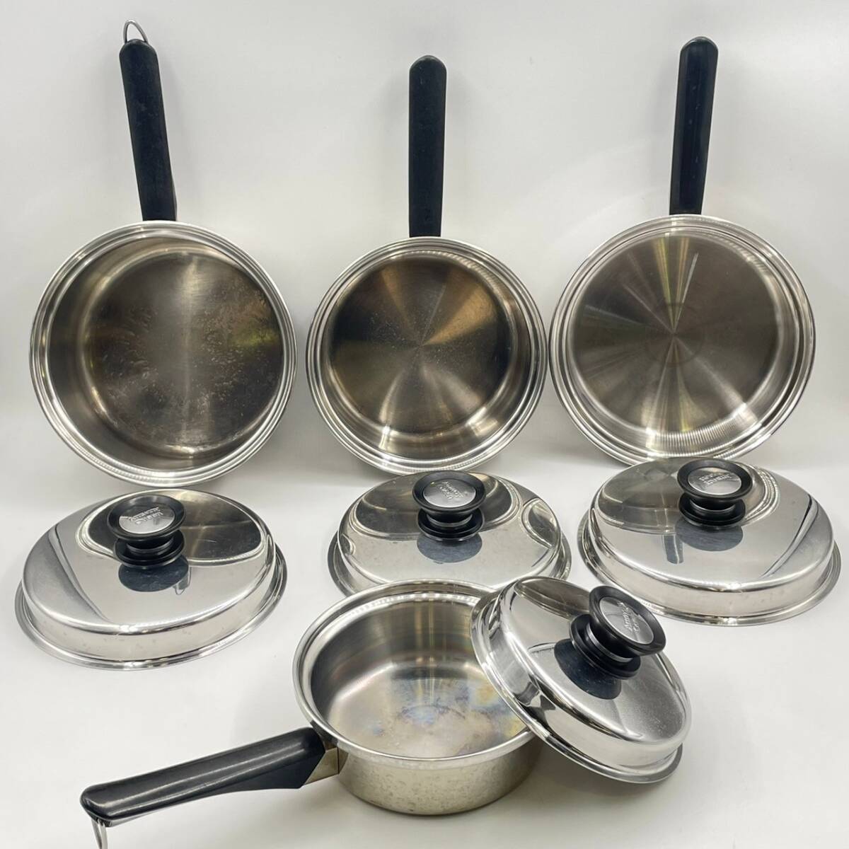 Amway Queen MULTI-PLY 18/8 STAINLESS STEEL アムウェイ 鍋 4点 Amway Queen MULTI-PLY 18/8 STAINLESS STEEL アムウェイ 鍋 4点
