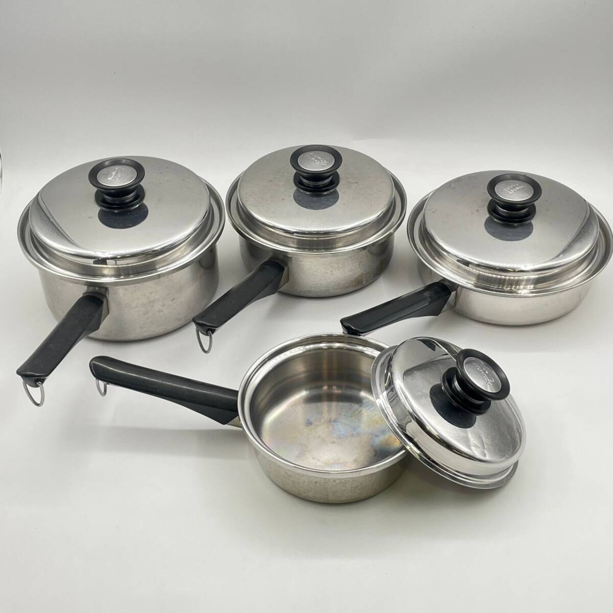 Amway Queen MULTI-PLY 18/8 STAINLESS STEEL アムウェイ 鍋 4点 Amway Queen MULTI-PLY 18/8 STAINLESS STEEL アムウェイ 鍋 4点