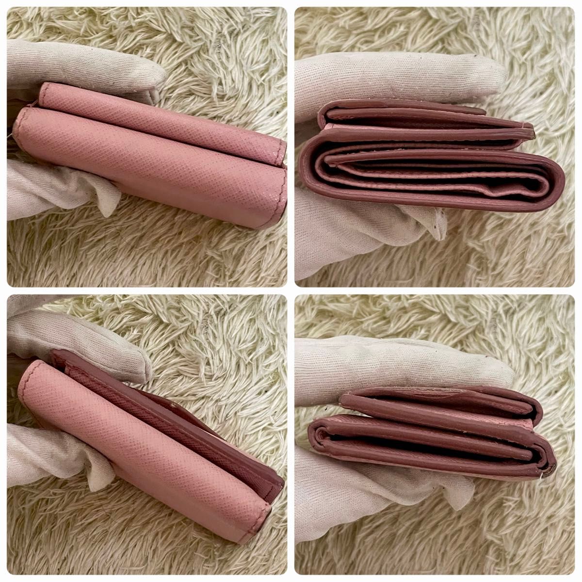 希少品 PRADA プラダ 三つ折り財布 サフィアーノ レター ピンク 希少品 PRADA プラダ 三つ折り財布 サフィアーノ レター ピンク