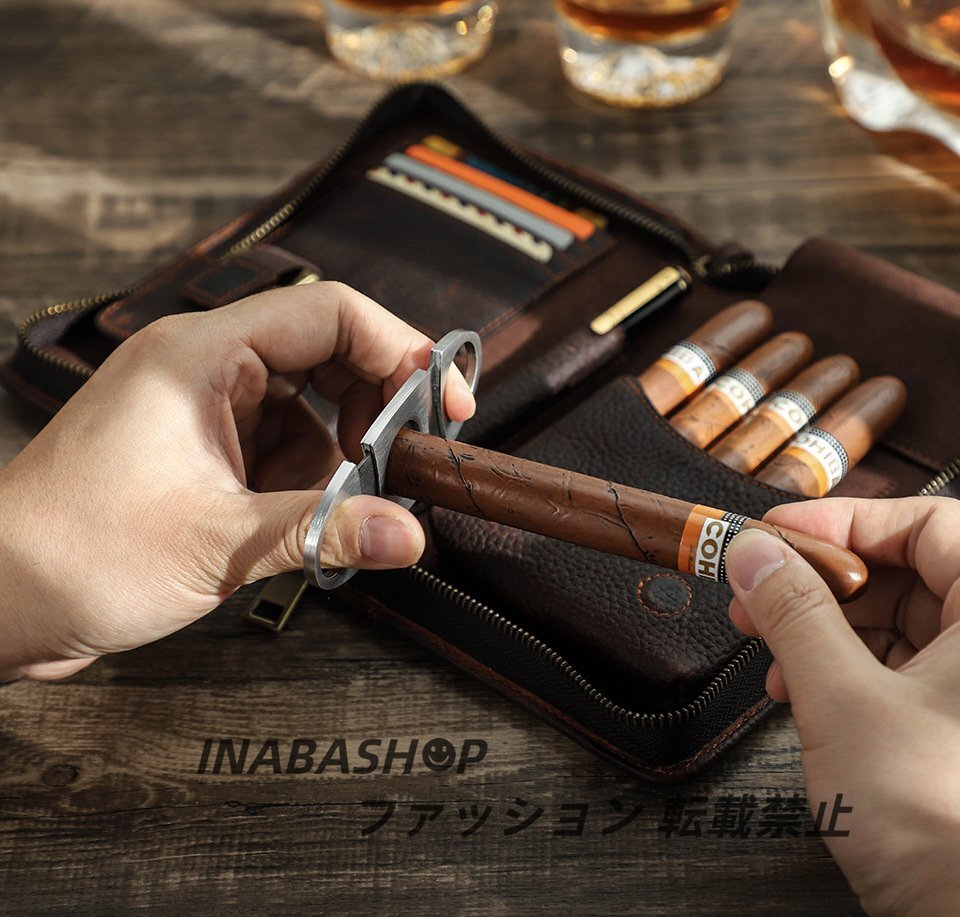  leaf volume case cigar case moisturizer mobile smoking apparatus leather leather sak5ps.@ for real leather made goods portable Father's day present present cow leather case 