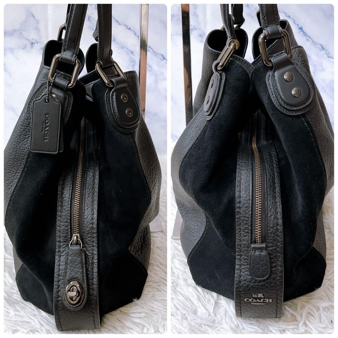 送料無料 美品 COACH コーチ イーディー レザー スエード トート