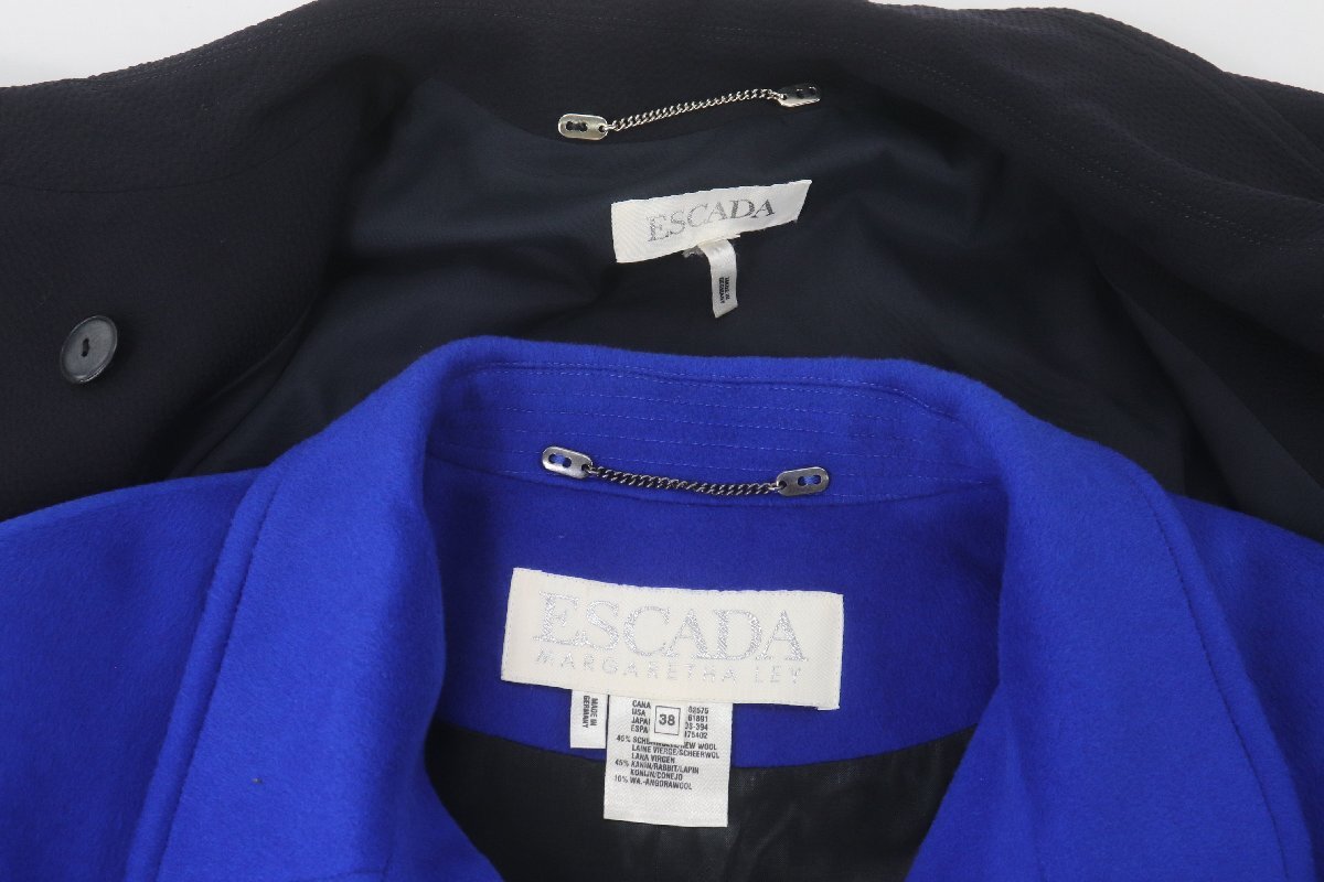 [2 пункт ]ESCADA Escada длинный длина пальто внешний размер 38 40 темно-синий оттенок голубого женский продажа комплектом 6539-NA