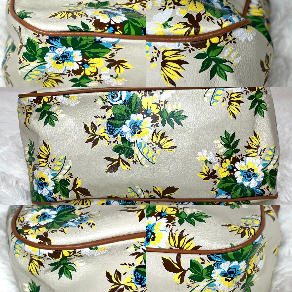 【完売必至】ケンゾ― ボケフラワーのレザーハンドバッグ2WAY 良品 KENZO ケンゾー ハンドバッグ ショルダーバッグ 2way 花柄