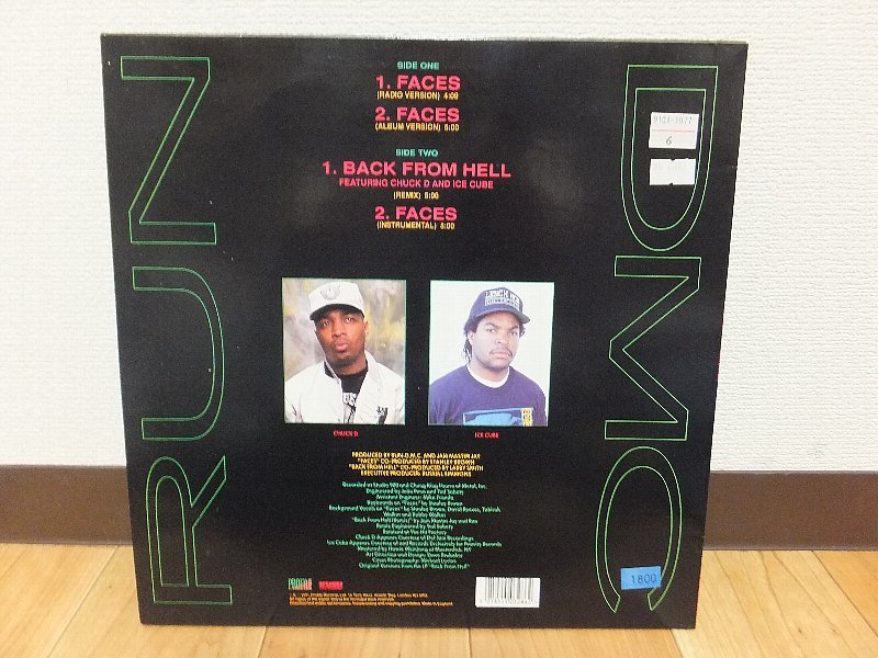 RUN D.M.C./FACE/BACK FROM HELL/ICE CUBE/CHUCK D/PROFILE RECORDS/HIP HOP 12INC/1991_画像2