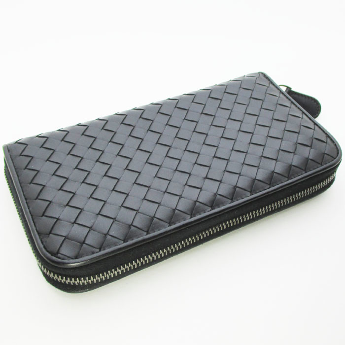 BOTTEGA VENETA ボッテガヴェネタ イントレチャート S013714140 ラウンドファスナー長財布 ブラック 美品