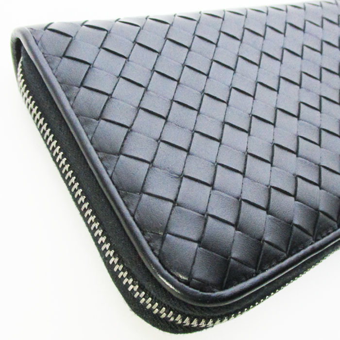 BOTTEGA VENETA Bottega Veneta mesh S013714140 round fastener long wallet black beautiful goods 