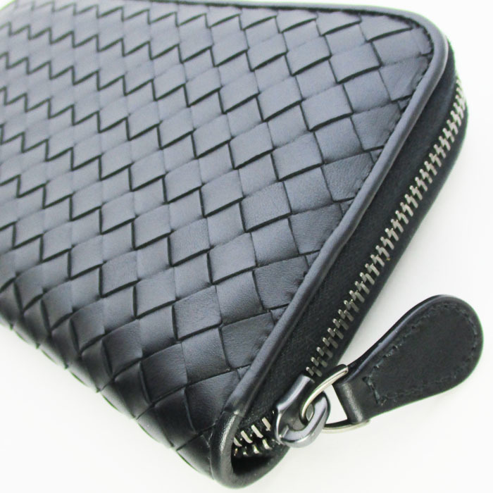 BOTTEGA VENETA Bottega Veneta mesh S013714140 round fastener long wallet black beautiful goods 