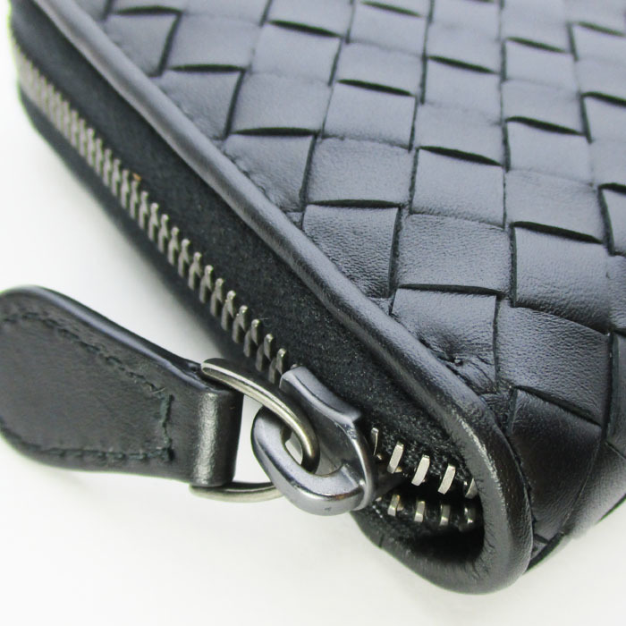 BOTTEGA VENETA Bottega Veneta mesh S013714140 round fastener long wallet black beautiful goods 