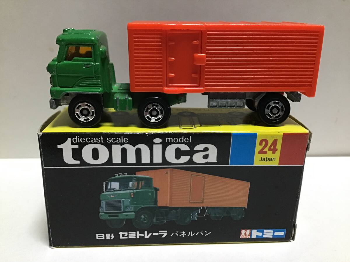 トミカ オーストラリア 輸出 日野 セミトレーラー パネルバン 日本製 Yahoo!オークション - トミカ 黒箱 24 日野 セミトレーラー