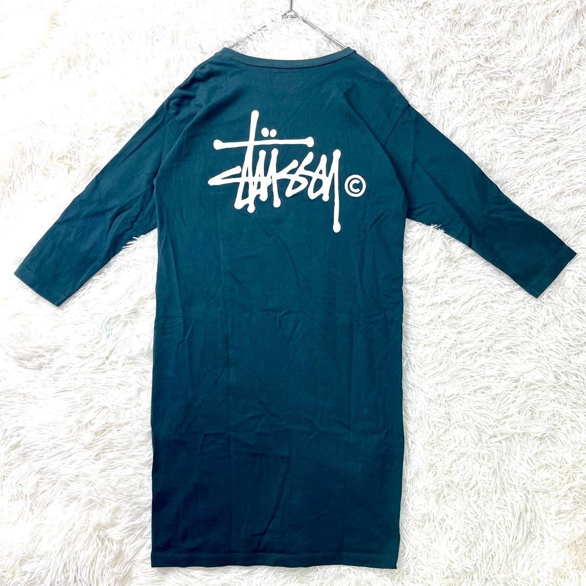 美品 stussy ステューシー ロングシャツ ワンピース グリーン 美品 stussy ステューシー ロングシャツ ワンピース グリーン