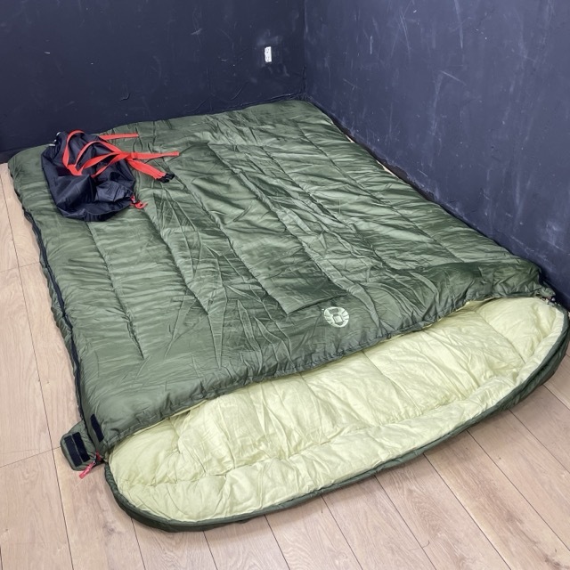 スリーピングバグ 【中古】 Coleman コールマン ハドソンダブル 寝袋 カーキ 2000039144 約235×150cm シェラフ アウトドア キャンプ/57828