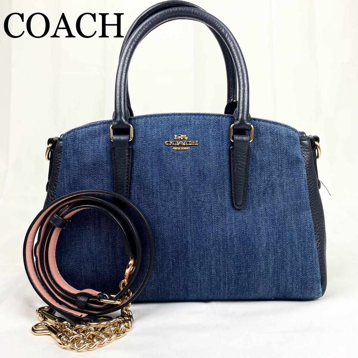 COACH 2way デニム チェーン ハンドバッグ ショルダーバッグ COACH 2way デニム チェーン ハンドバッグ ショルダーバッグ