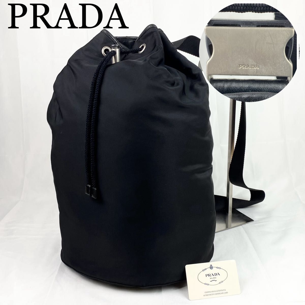 PRADA ショルダーバッグ 巾着バッグ ナイロン テスート ロゴ金具 PRADA ショルダーバッグ 巾着バッグ ナイロン テスート ロゴ金具