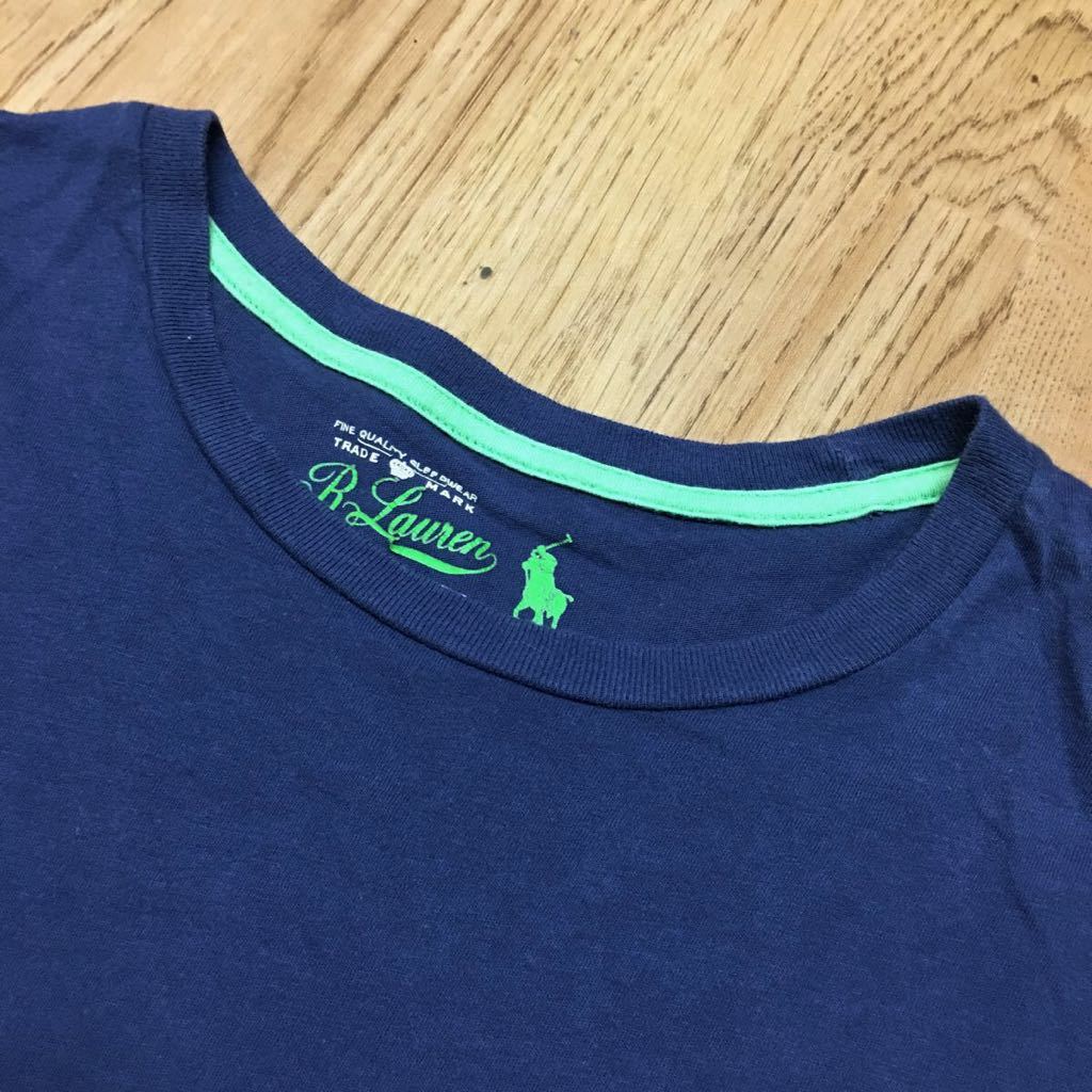 (R.Lauren) Ralph Lauren *size M / темно-синий серия короткий рукав футболка tops Logo вышивка one отметка SLEEPWEAR // USA б/у одежда 