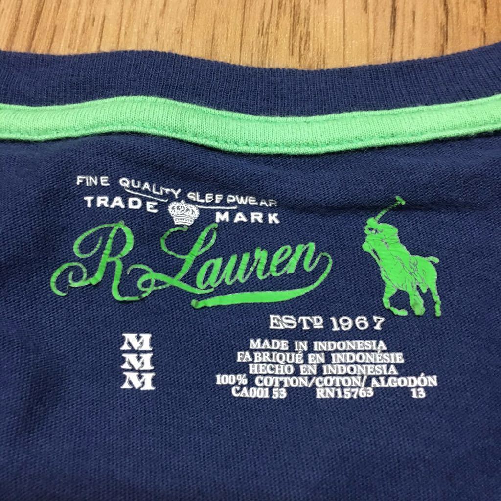 (R.Lauren) Ralph Lauren *size M / темно-синий серия короткий рукав футболка tops Logo вышивка one отметка SLEEPWEAR // USA б/у одежда 