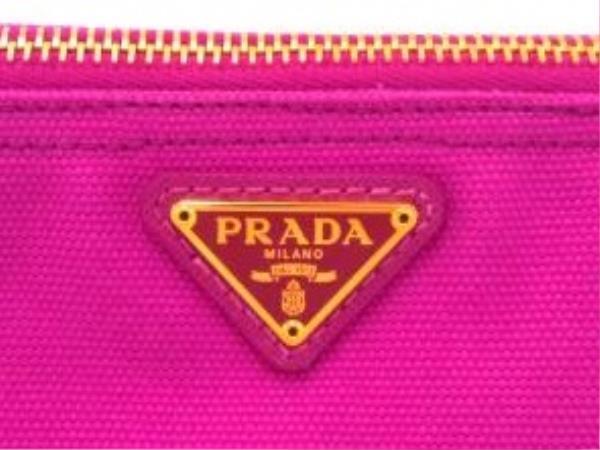 【PRADA】 プラダ ポーチ 1NA693 CANAPA FUXIA ピンク ゴールド金具_画像8