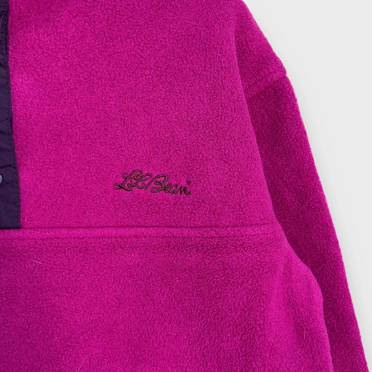 送料無料☆90s☆L.L.Bean☆エルエルビーン☆ハーフスナップボタンフリースプルオーバー☆スナップT☆パープル☆レディースS☆F24M