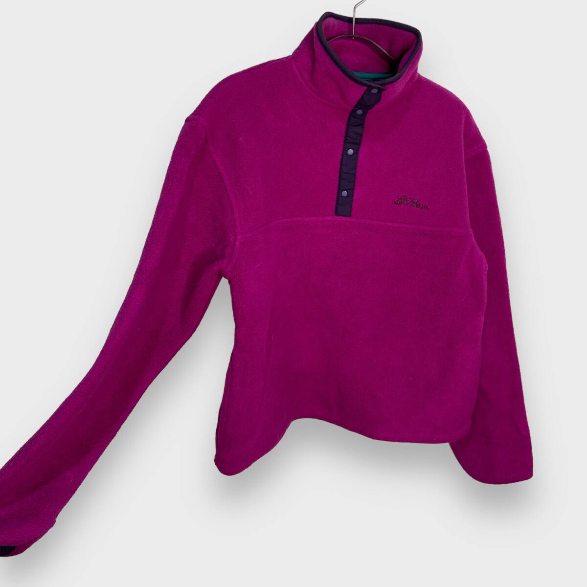 送料無料☆90s☆L.L.Bean☆エルエルビーン☆ハーフスナップボタンフリースプルオーバー☆スナップT☆パープル☆レディースS☆F24M