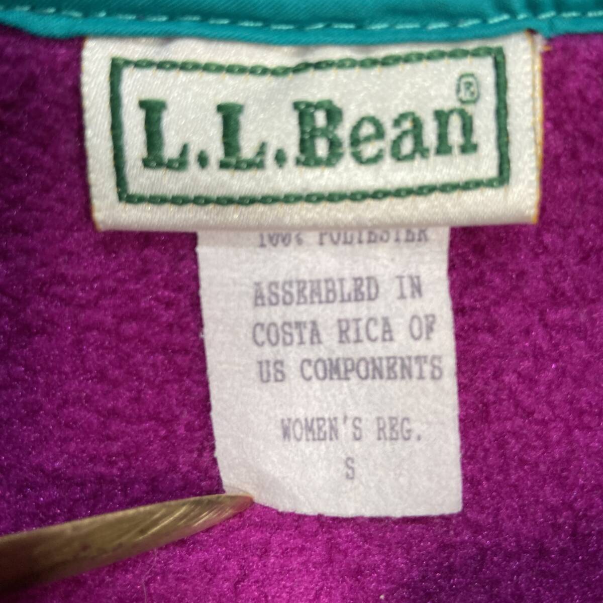 送料無料☆90s☆L.L.Bean☆エルエルビーン☆ハーフスナップボタンフリースプルオーバー☆スナップT☆パープル☆レディースS☆F24M