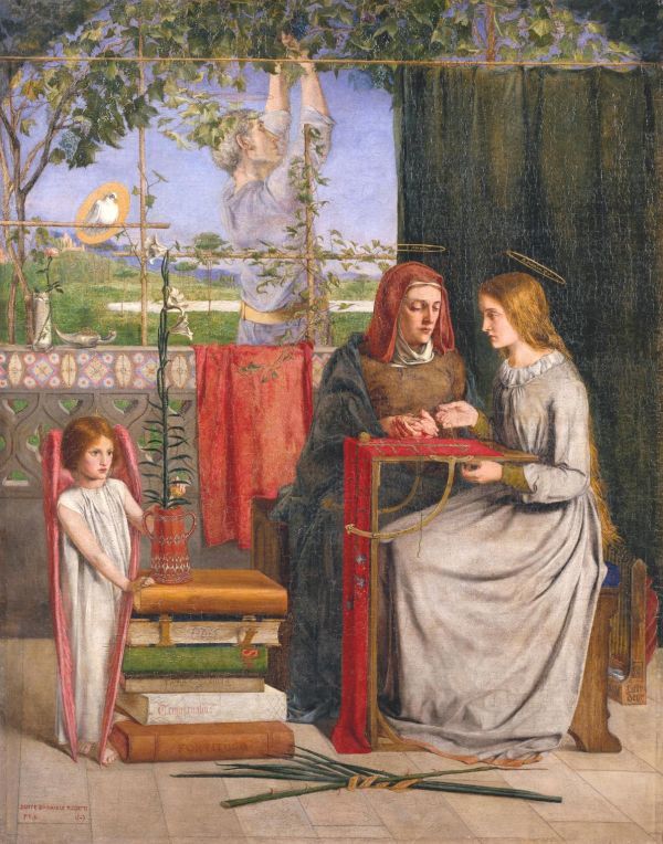 ロセッティ　ドライ　Tシャツ　聖母マリアの少女時代　キリスト教　名画　絵画　ロング　ロンT_画像2