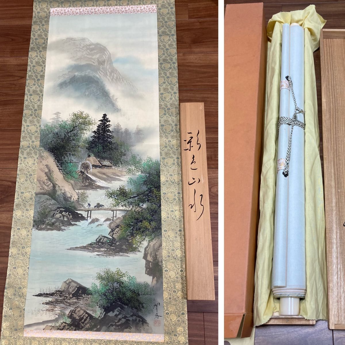 小野翠香 桐箱入り 肉筆 掛軸 掛け軸 山水画 山水図 絵画 昭和 小野翠香 桐箱入り 肉筆 掛軸 掛け軸 山水画 山水図 絵画 昭和