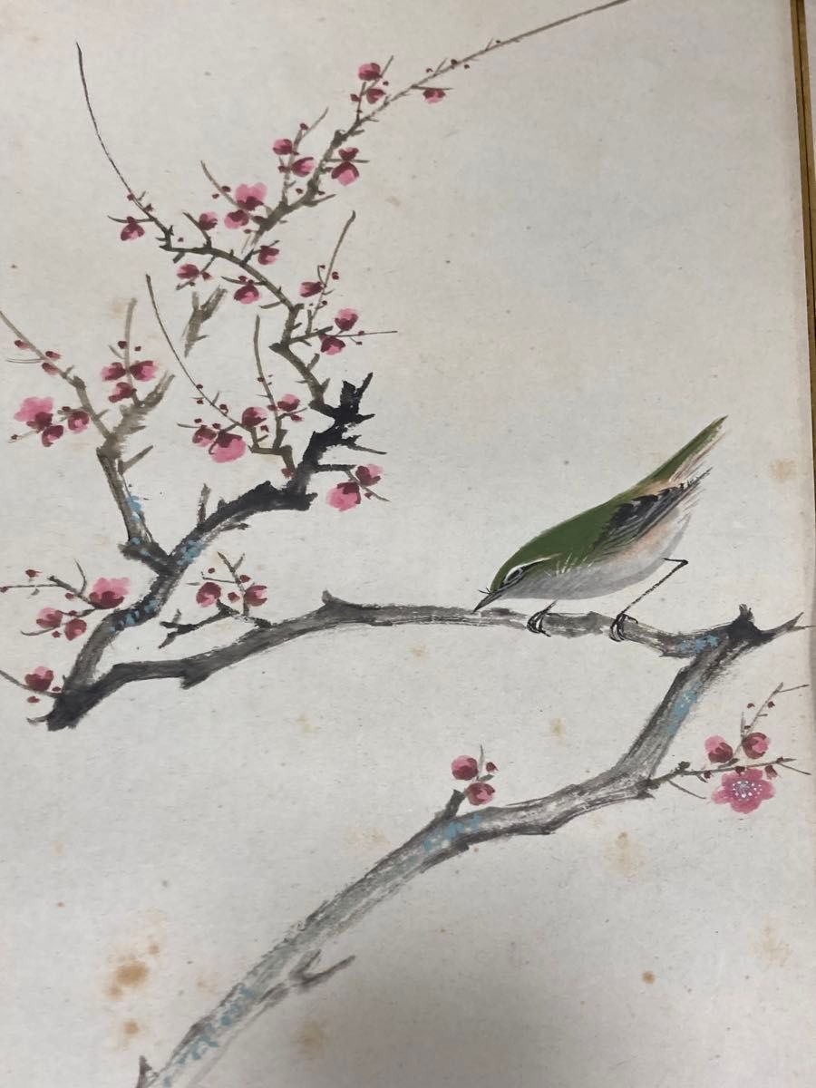 高田九伯 美術品 水墨山水図 梅竹花鳥 掛軸用日本画 4枚 色紙画 高田九伯 美術品 水墨山水図 梅竹花鳥 掛軸用日本画 4枚 色紙画