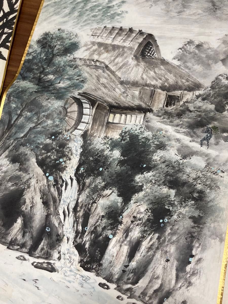 高田九伯 美術品 水墨山水図 梅竹花鳥 掛軸用日本画 4枚 色紙画 高田九伯 美術品 水墨山水図 梅竹花鳥 掛軸用日本画 4枚 色紙画