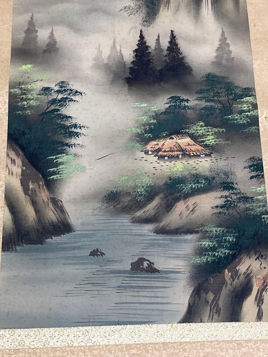 小室翠雲 掛軸 真作 肉筆 山水画 山水図 風景画 合せ箱 田崎草雲 小室翠雲 掛軸 真作 肉筆 山水画 山水図 風景画 合せ箱 田崎草雲