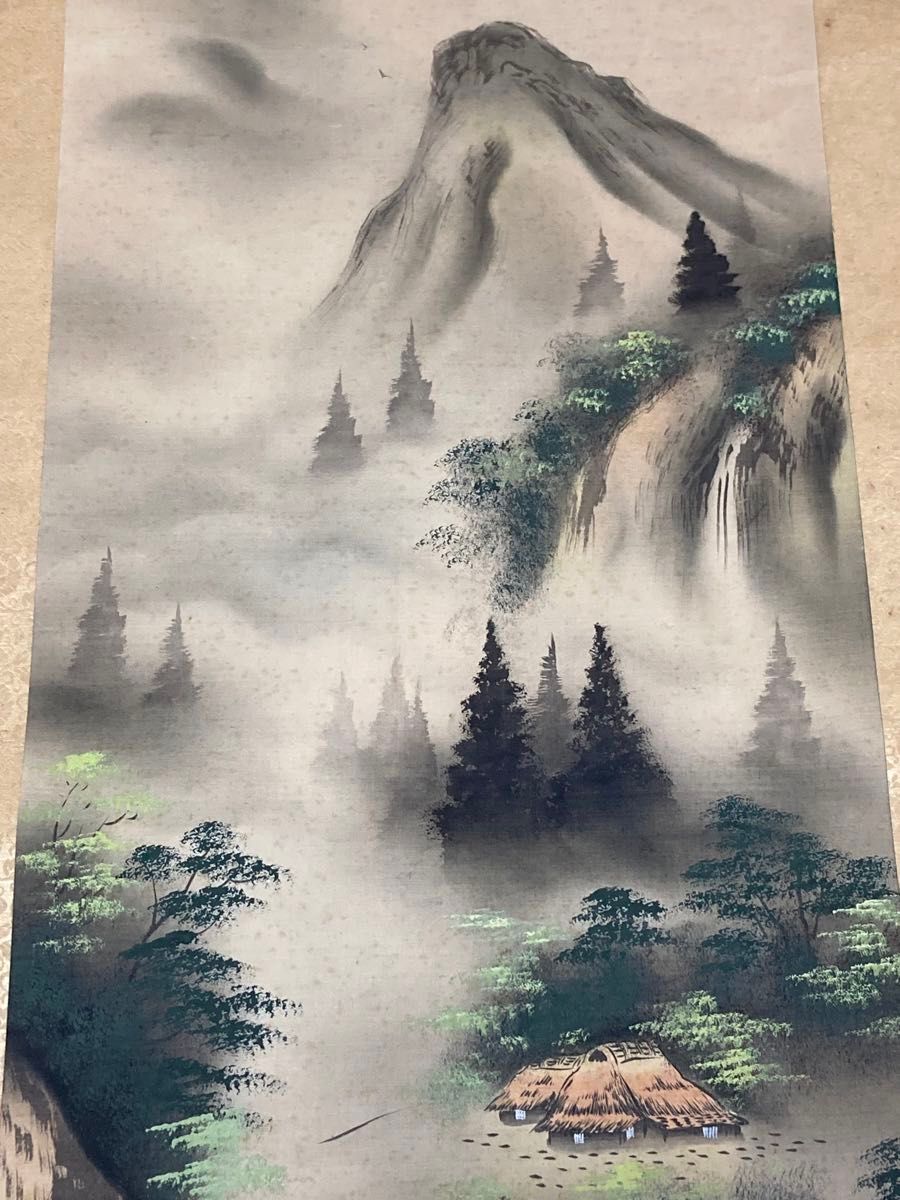 小室翠雲 掛軸 真作 肉筆 山水画 山水図 風景画 合せ箱 田崎草雲 小室翠雲 掛軸 真作 肉筆 山水画 山水図 風景画 合せ箱 田崎草雲