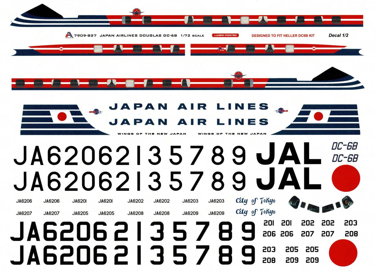 1/72 日本航空 DC-6B デカールセット Yahoo!オークション - 1/72 8Aデカール社製 日本航空 JAL DC-6B