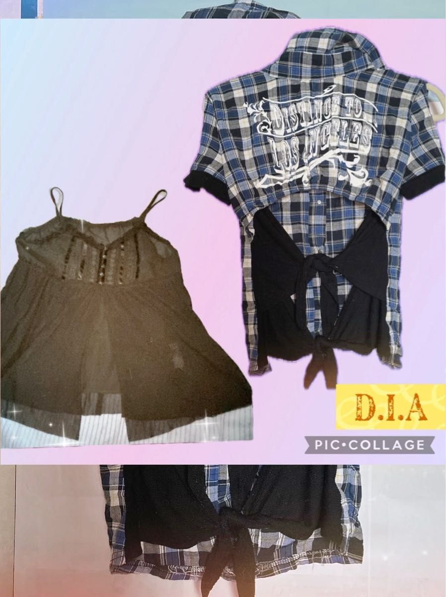 15000円　　購入品　d.i.a シャツ　PAGEBOY キャミソール　 シャツ　シャツ　半袖　肩開　