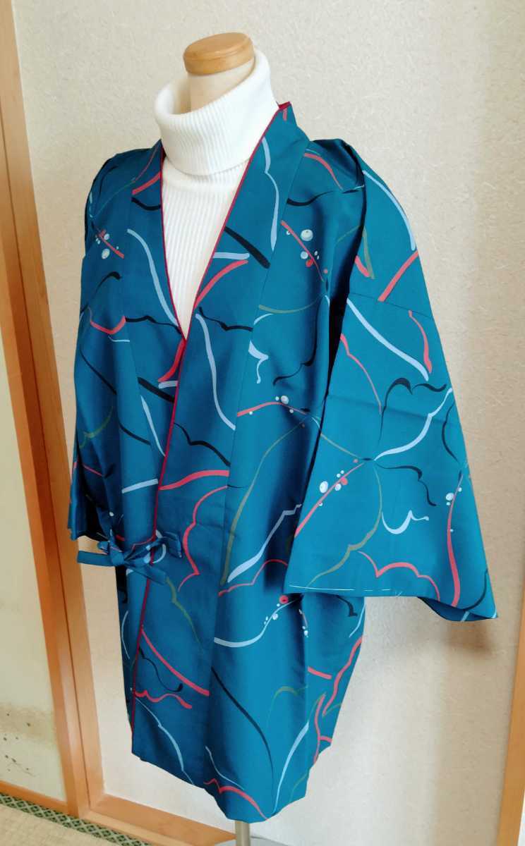 上着 上っぱり 道中着 普段着 部屋着に!!(ブルー系・新品・未使用品)