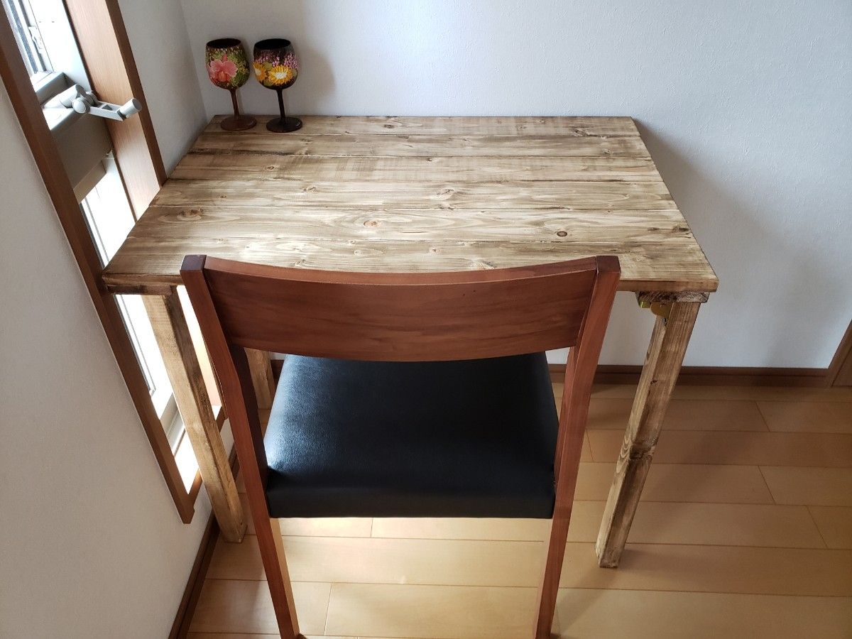 80×45アンティーク ダイニングテーブル 木目 無垢材 折り畳み式 80×45アンティーク ダイニングテーブル 木目 無垢材 折り畳み式