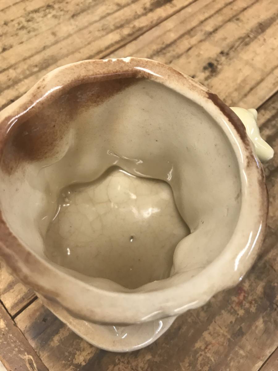 ヴィンテージ☆かわいい　陶器製　ひつじのプランター②☆置物、花瓶、レトロポップ、検）ラバードール_小さくチップがあります。
