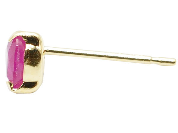  Gold K18 рубин в форме сердечка серьги-гвоздики pa201*
